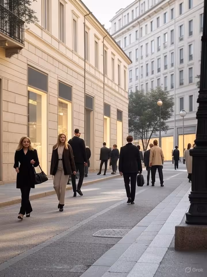 Via Montenapoleone nel Quadrilatero della Moda di Milano con boutique di lusso