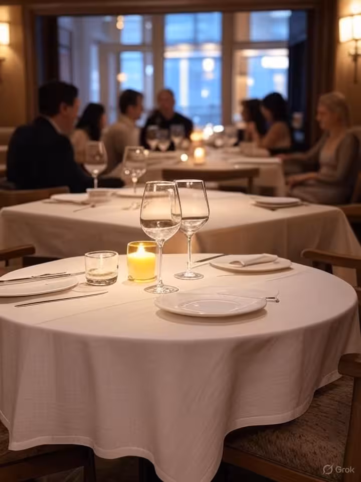 Interno elegante di ristorante di lusso a Milano con atmosfera intima e raffinata