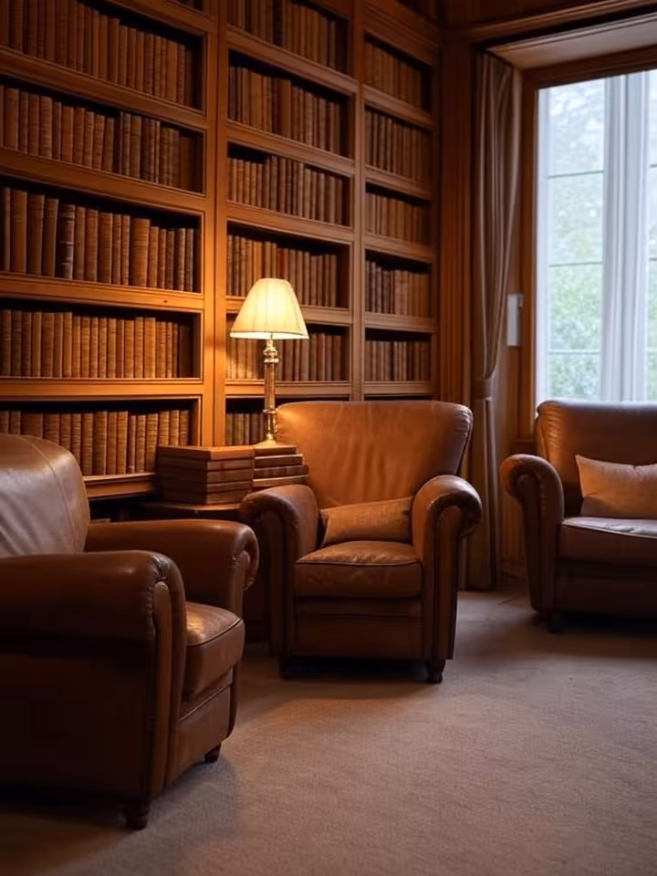 interno elegante di libreria italiana con angolo lettura accogliente e scaffali antichi